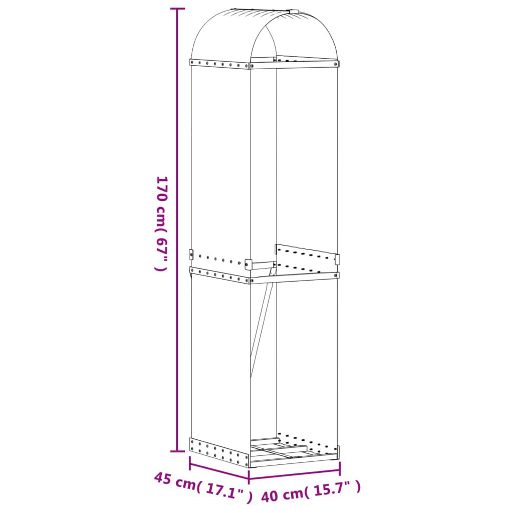 vidaXL Ξυλοθήκη Ανθρακί 40 x 45 x 170 εκ. από Γαλβανισμένο Ατσάλι