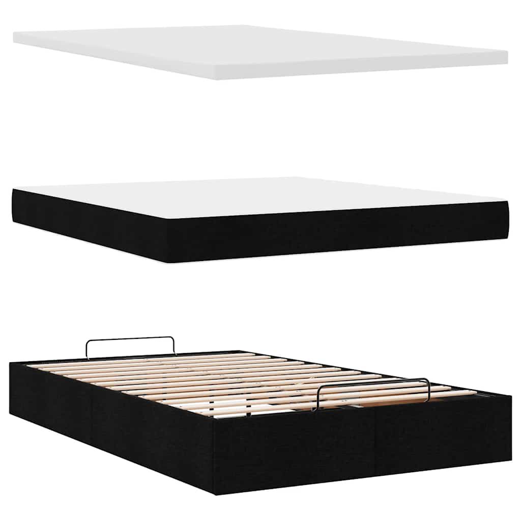 vidaXL Οθωμανικό κρεβάτι με στρώμα Μαύρο 120x200cm Ύφασμα