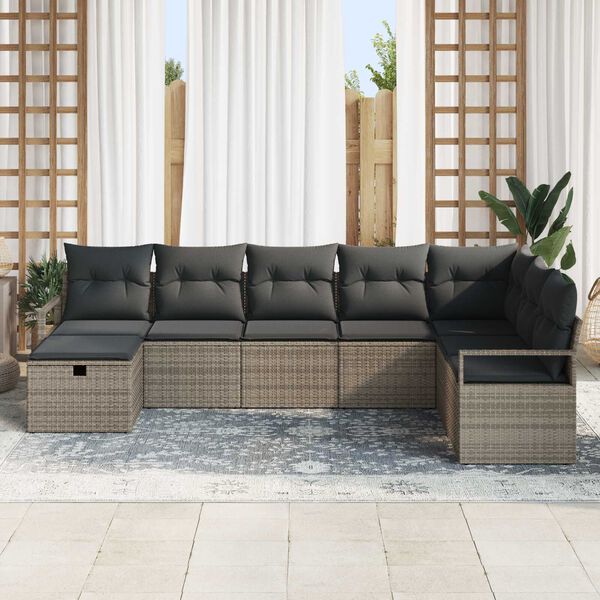vidaXL Σετ Καναπέ Κήπου 8 pcs Γκρι Πολυ ράταν