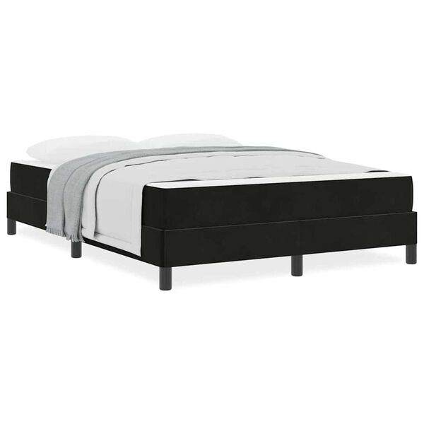 vidaXL Κρεβάτι box spring με στρώμα Μαύρο 140 x 190 cm Βελούδο