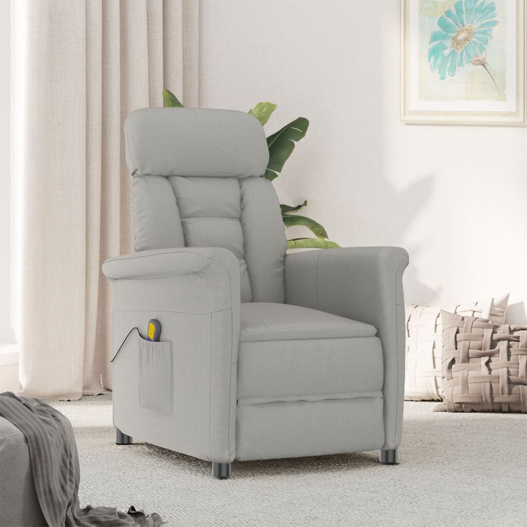 vidaXL Πολυθρόνα Μασάζ Ανοιχτό Γκρι Microfibre