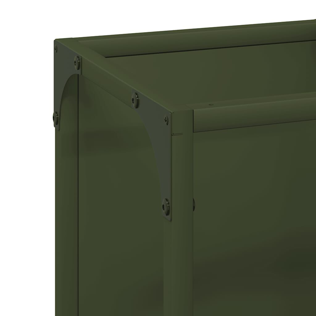 vidaXL Ράφι για καυσόξυλα Ελαιοπράσινο 25x25x60cm Ατσάλι ψυχρής έλασης