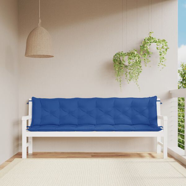 vidaXL Μαξιλάρια Πάγκου Κήπου 2 τεμ. Μπλε 200x50x7cm Ύφασμα Oxford