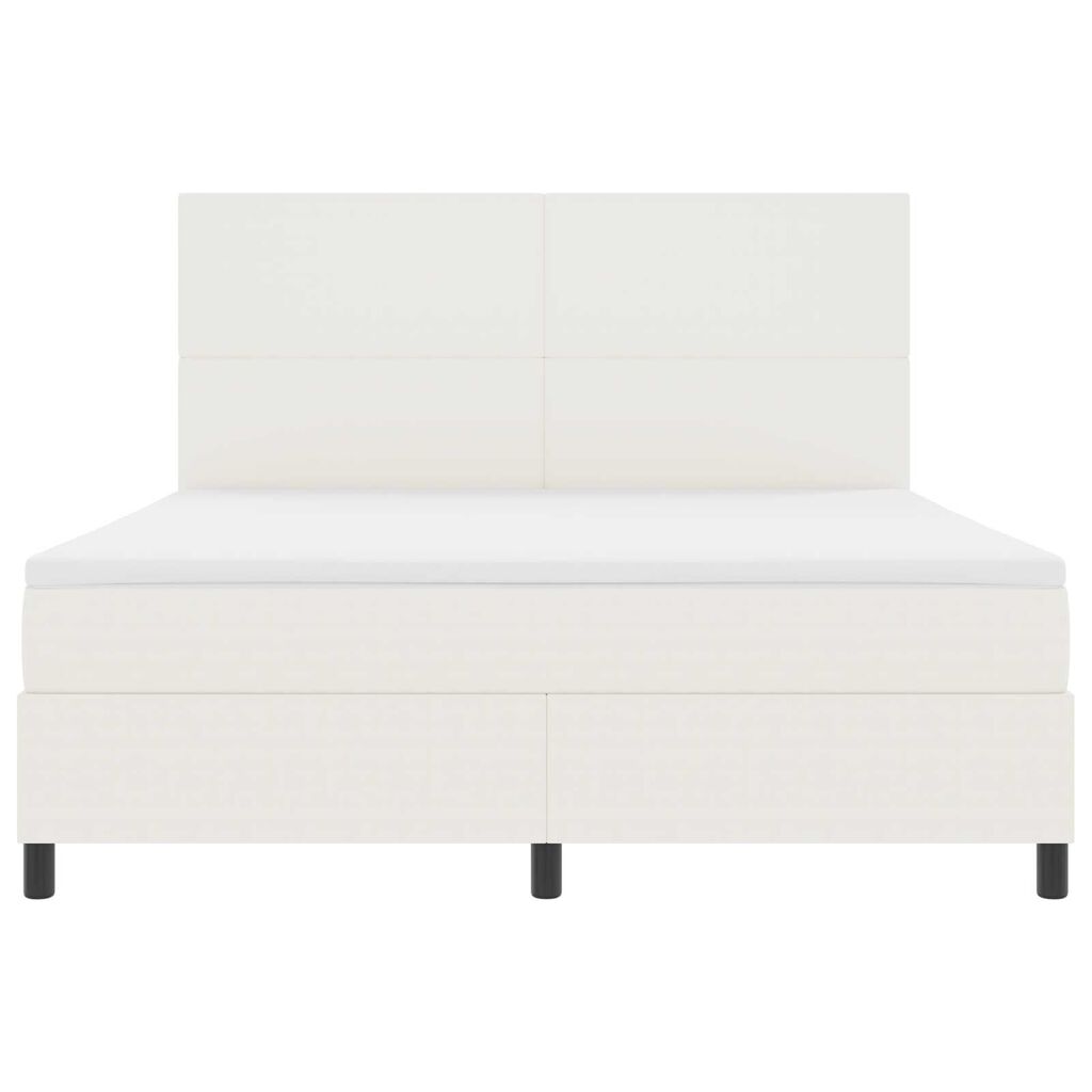 vidaXL Κρεβάτι Box Spring με Στρώμα Κρεμ Υφάσματος Κορδονιού