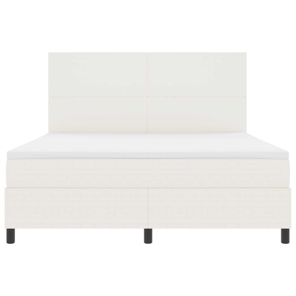 vidaXL Κρεβάτι Box Spring με Στρώμα Κρεμ Υφάσματος Κορδονιού