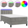 vidaXL Κρεβάτι Boxspring με Στρώμα & LED Αν.Γκρι 90x190 εκ. Βελούδινο