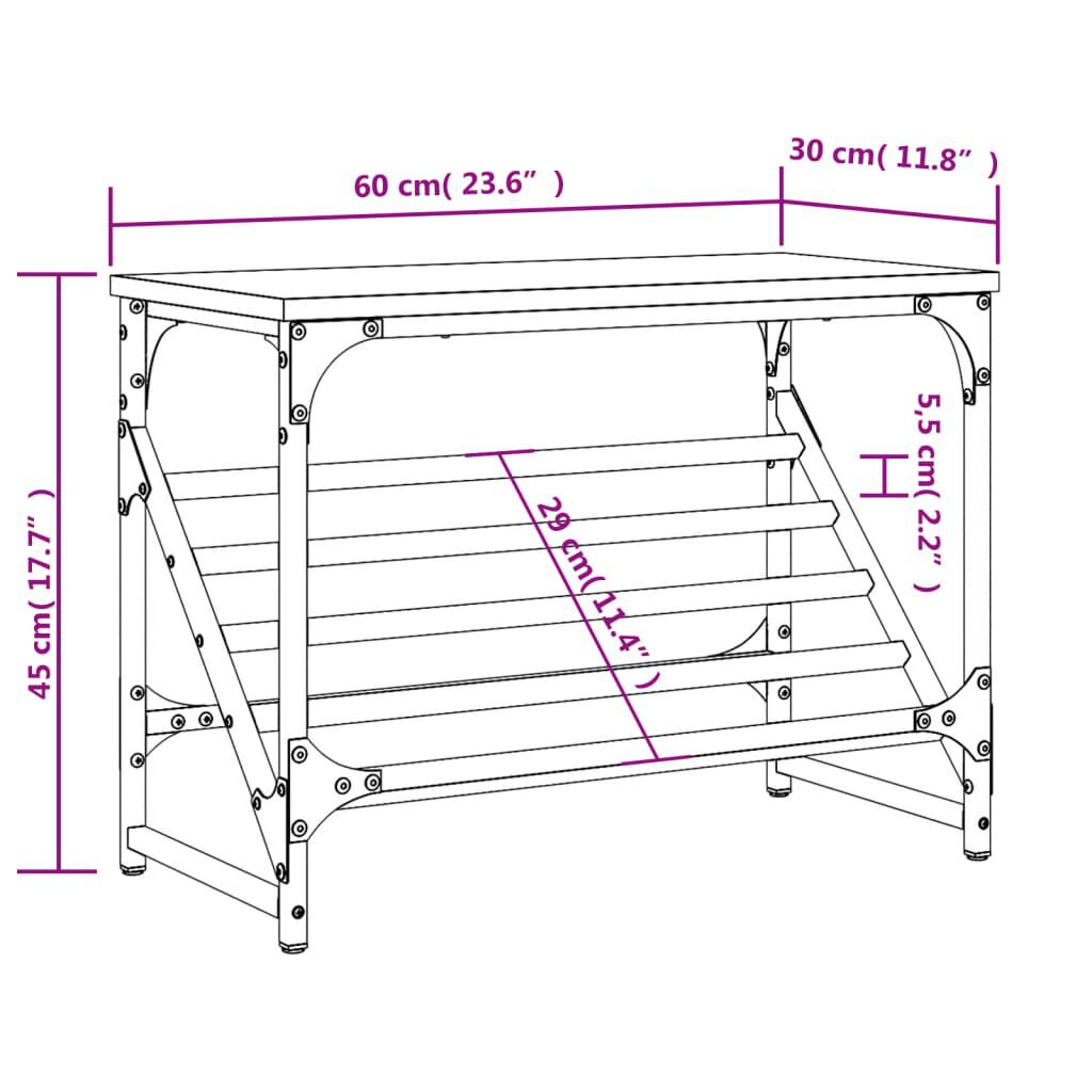 vidaXL Παπουτσοθήκη Γκρι Sonoma 60x30x45 εκ. από Επεξεργασμένο Ξύλο