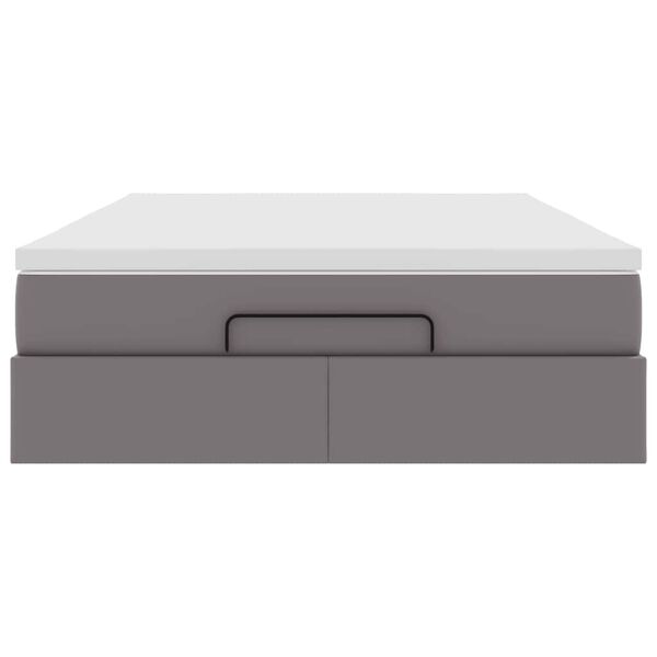 vidaXL Οθωμανικό κρεβάτι με στρώμα Γκρι 140x200cm Faux Leather