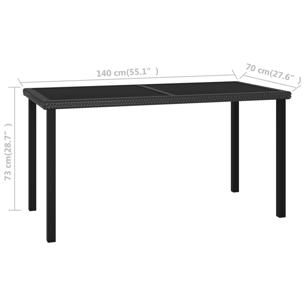 vidaXL Τραπεζαρία Κήπου Μαύρη 140 x 70 x 73 εκ. από Συνθετικό Ρατάν