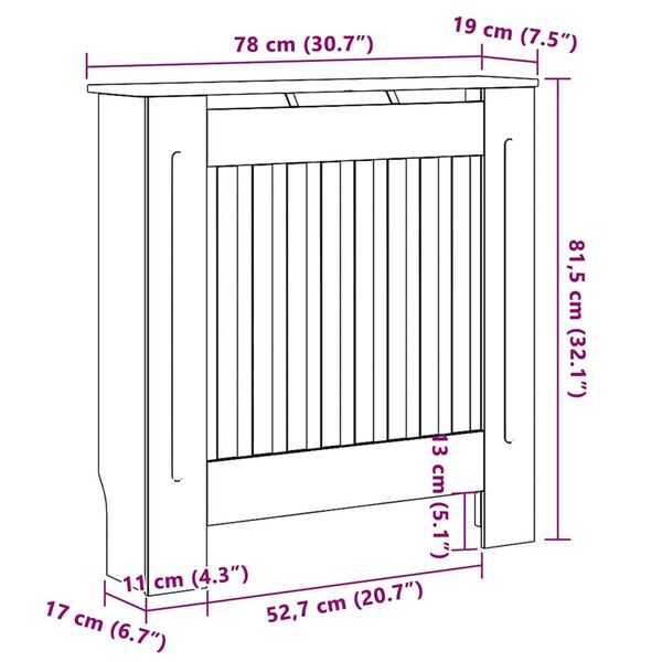 vidaXL Καπάκι Καλοριφέρ 2 pcs Γκρι 78 x 19 x 81.5 cm