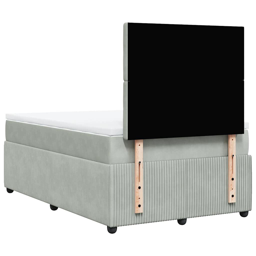 vidaXL Κρεβάτι Boxspring με Στρώμα Ανοιχτό Γκρι 120x190 εκ. Βελούδινο