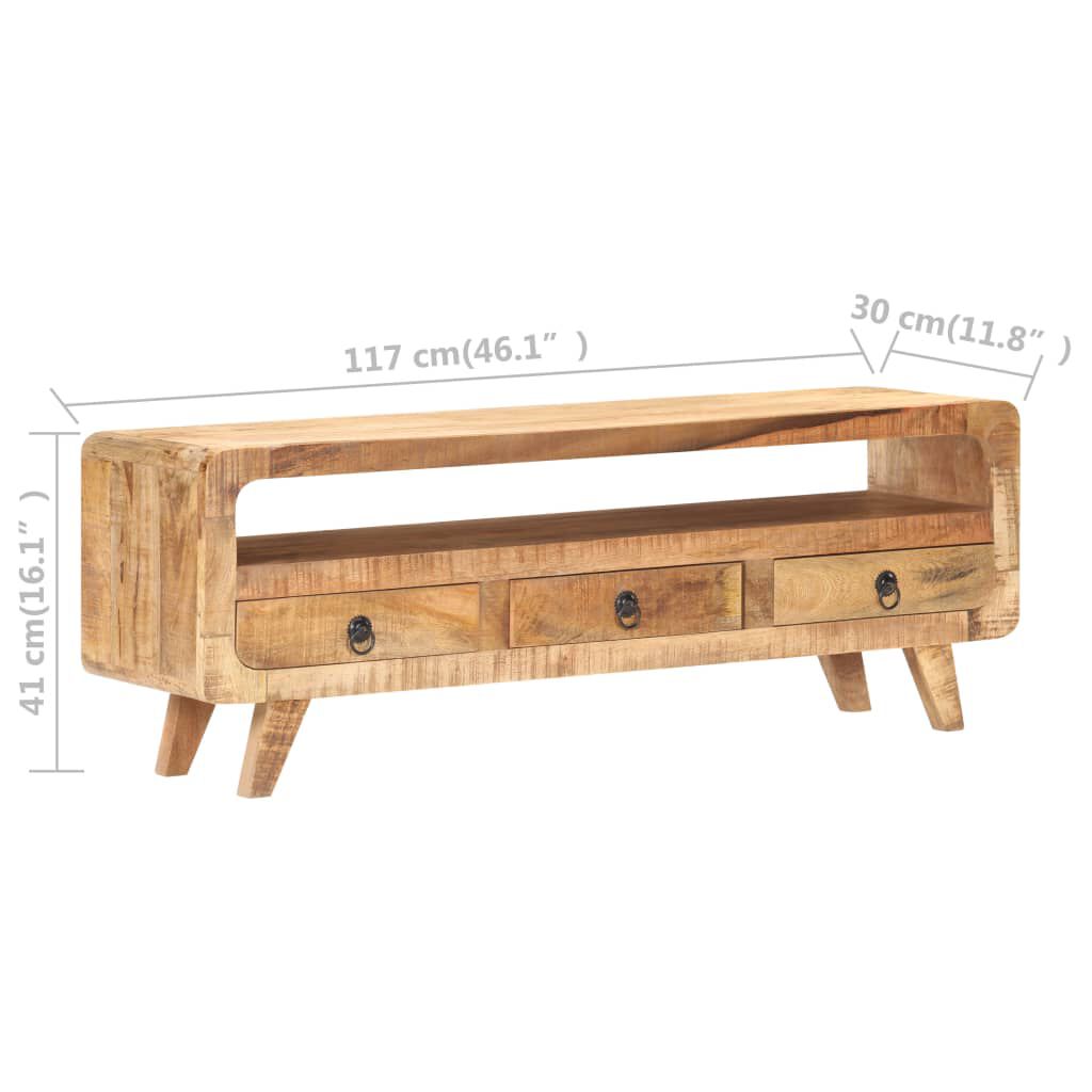 vidaXL Έπιπλο Τηλεόρασης 117x30x41 εκ. Μασίφ Ακατέργαστο Ξύλο Μάνγκο