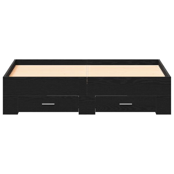 vidaXL Κρεβάτι με Συρτάρια Μαύρο Δρυς 135x190 εκ. Μηχανικά Ξύλα