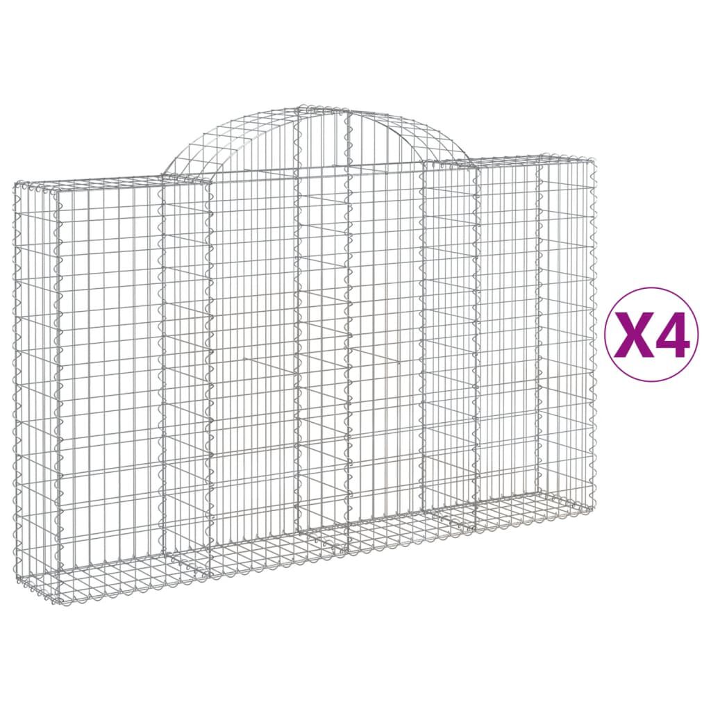 vidaXL Συρματοκιβώτια Τοξωτά 4 τεμ. 200x30x120/140 εκ. Γαλβαν. Ατσάλι