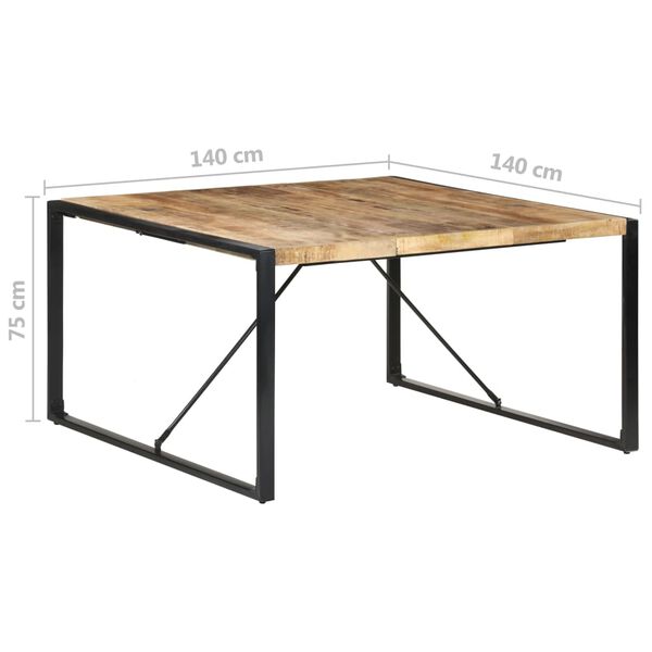 vidaXL Τραπεζαρία 140 x 140 x 75 εκ. από Ακατέργαστο Ξύλο Μάνγκο