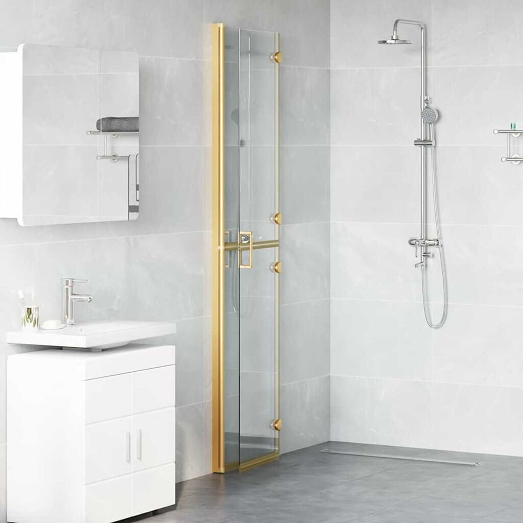 vidaXL Τοίχος ντους Walk-in Άλλο Χρυσό και διαφανές 90 x 190 cm