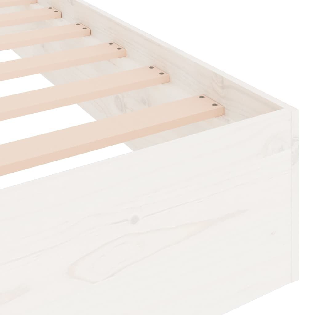 vidaXL Πλαίσιο Κρεβατιού Λευκό 75x190 εκ. Μασίφ Ξύλο Small Single