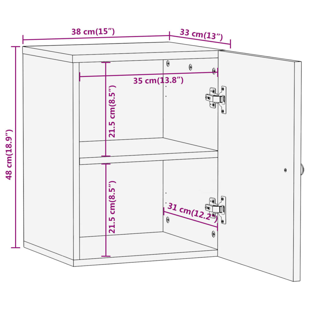 vidaXL Ντουλάπι Μπάνιου Επιτοίχιο 38x33x48 εκ. από Μασίφ Ξύλο Μάνγκο