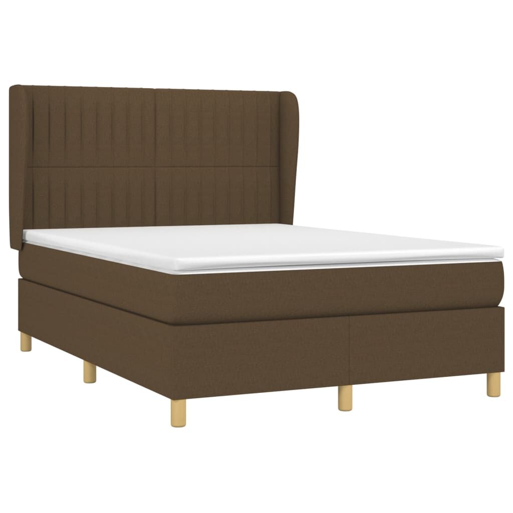 vidaXL Κρεβάτι Boxspring με Στρώμα Σκούρο Καφέ 140x190 εκ. Υφασμάτινο