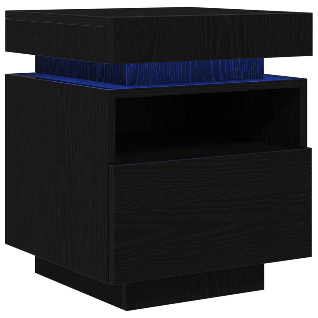 vidaXL Κομοδίνο 2 pcs Μαύρη δρυς 40 x 39 x 48.5 εκ. Επεξεργασμένο ξύλο
