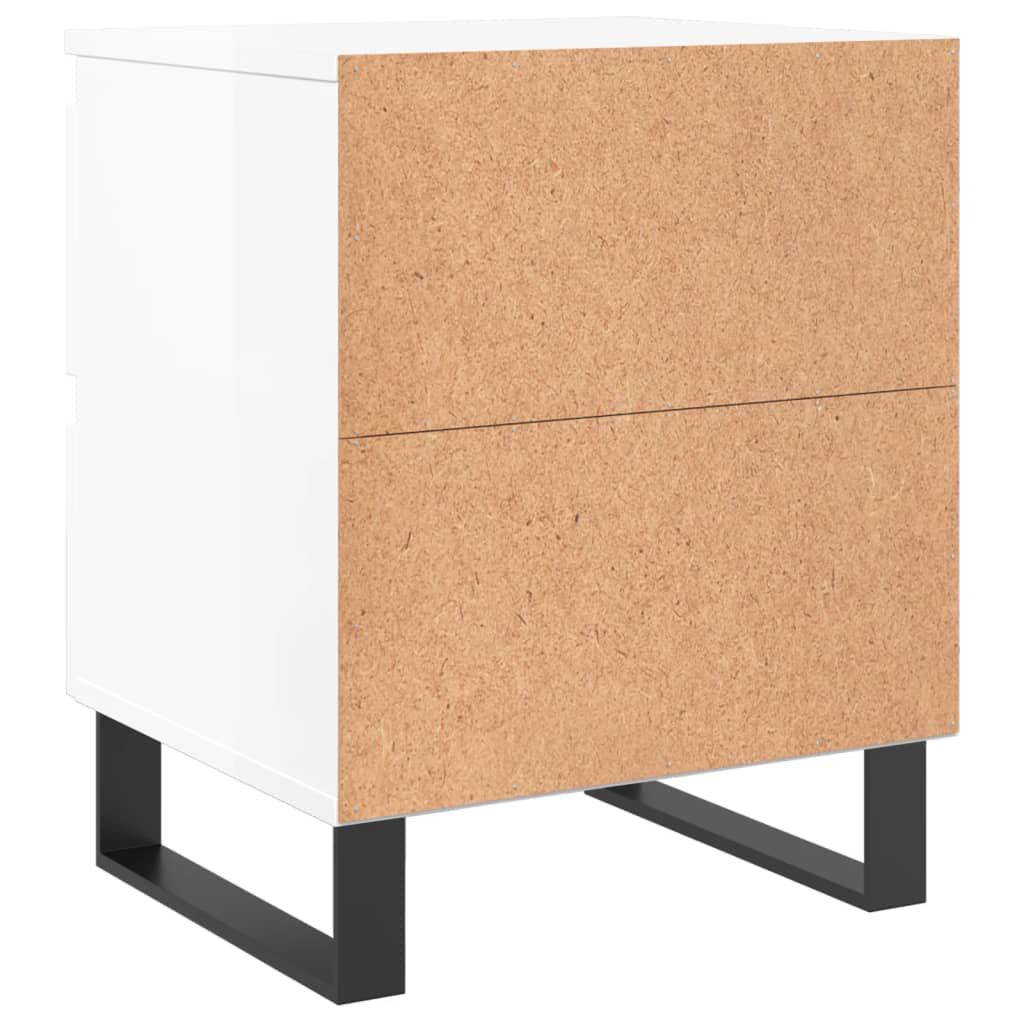 vidaXL Κομοδίνα 2 τεμ. Γυαλ. Λευκό 40 x 35 x 50 εκ. Επεξεργασμένο Ξύλο