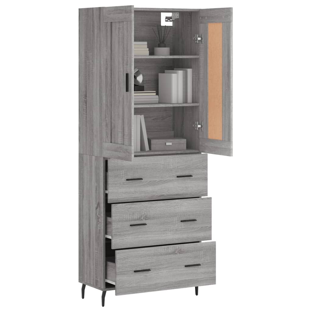 vidaXL Ντουλάπι Γκρι Sonoma 69,5 x 34 x 180 εκ. Επεξεργασμένο Ξύλο