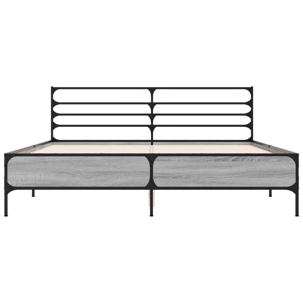 vidaXL Πλαίσιο Κρεβατιού Γκρι Sonoma 160x200 εκ. Επεξ. Ξύλο & Μέταλλο