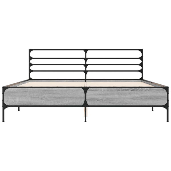 vidaXL Πλαίσιο Κρεβατιού Γκρι Sonoma 160x200 εκ. Επεξ. Ξύλο & Μέταλλο