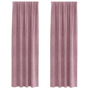 vidaXL Κουρτίνες με κουρτίνες 2 pcs Σκούρο Ροζ 140 x 225 cm Βελούδο