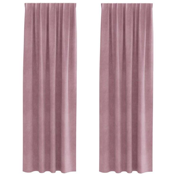 vidaXL Κουρτίνες με κουρτίνες 2 pcs Σκούρο Ροζ 140 x 225 cm Βελούδο