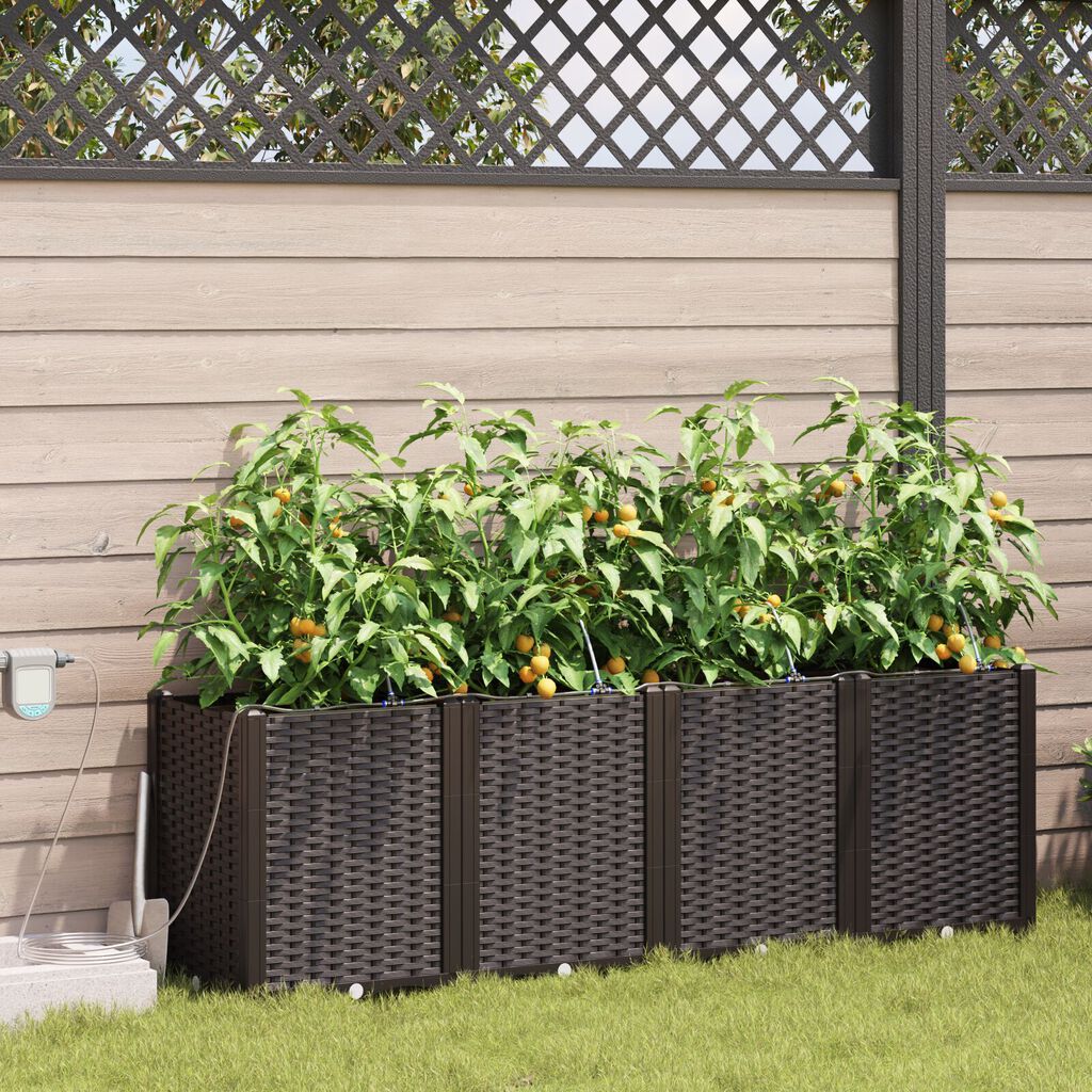 vidaXL Γλάστρες Κήπου 1 τεμ Καφέ 160 x 40 x 52 cm Πλαστικό