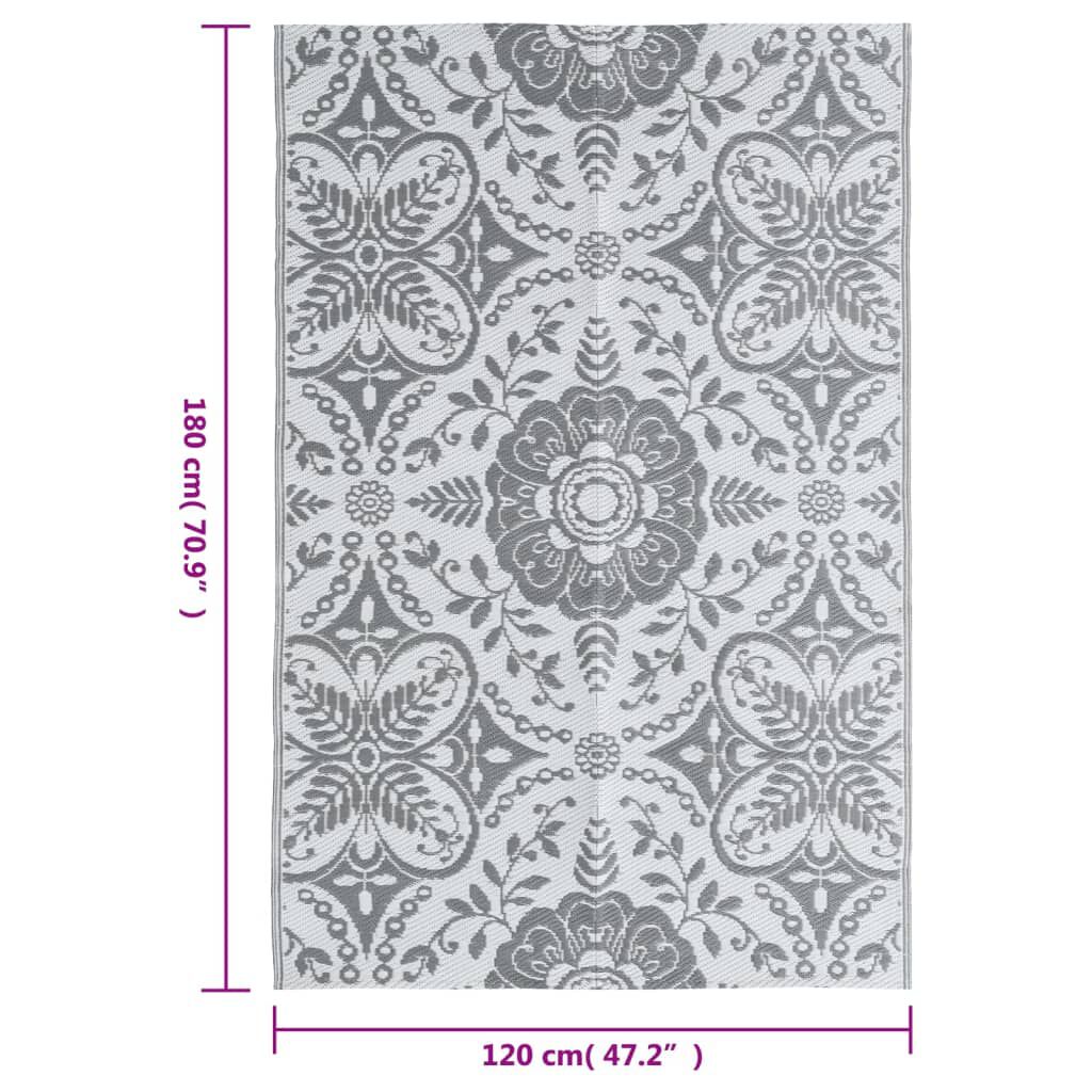 vidaXL Χαλί εξωτερικού χώρου ARAKIL ανοιχτό γκρι 120x180 cm PP