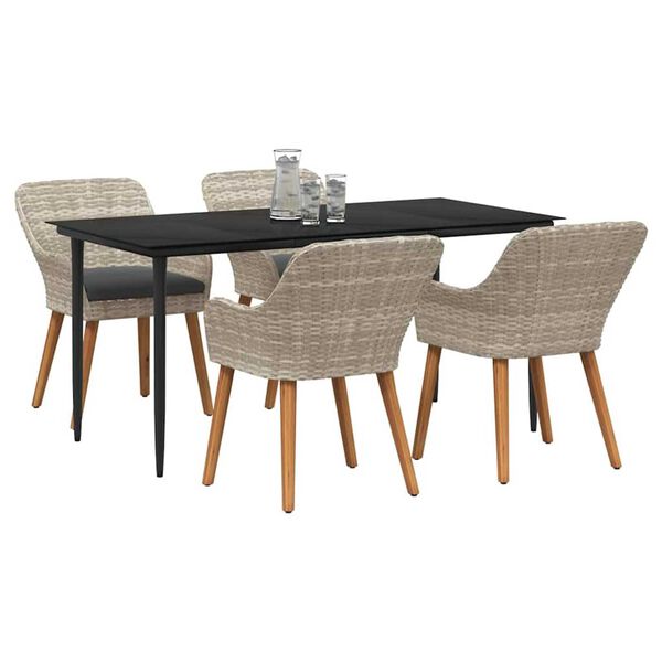 vidaXL Σετ τραπεζαρίας 5 pcs Ανοιχτό γκρι Πολυ ράταν