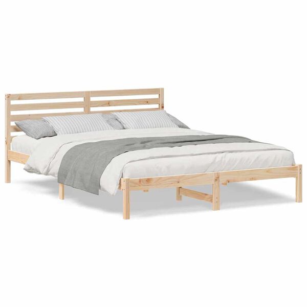 vidaXL Σκελετός Κρεβατιού Καφέ 160 x 220 cm Μασίφ ξύλο πεύκου