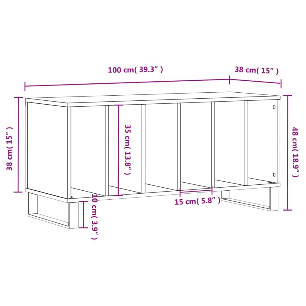 vidaXL Έπιπλο Δίσκων Καφέ Δρυς 100x38x48 εκ. από Επεξεργασμένο Ξύλο