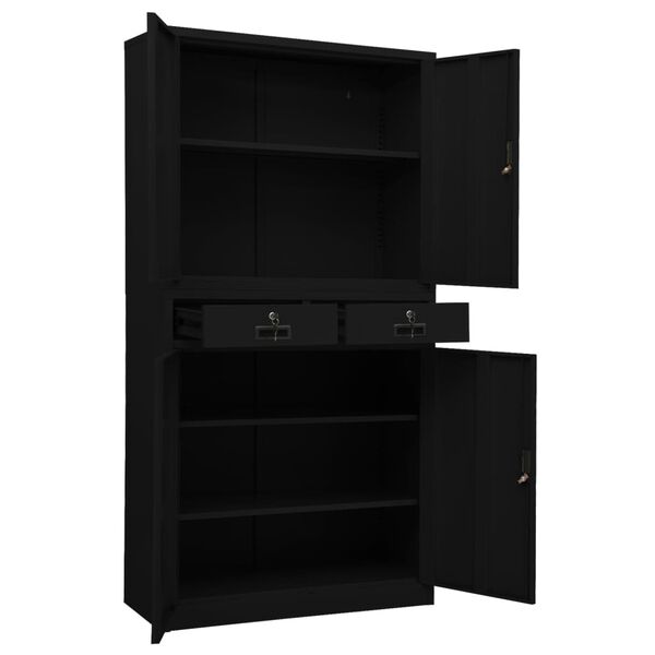 vidaXL Ντουλάπα Γραφείου Μαύρη 90 x 40 x 180 εκ. Ατσάλινη