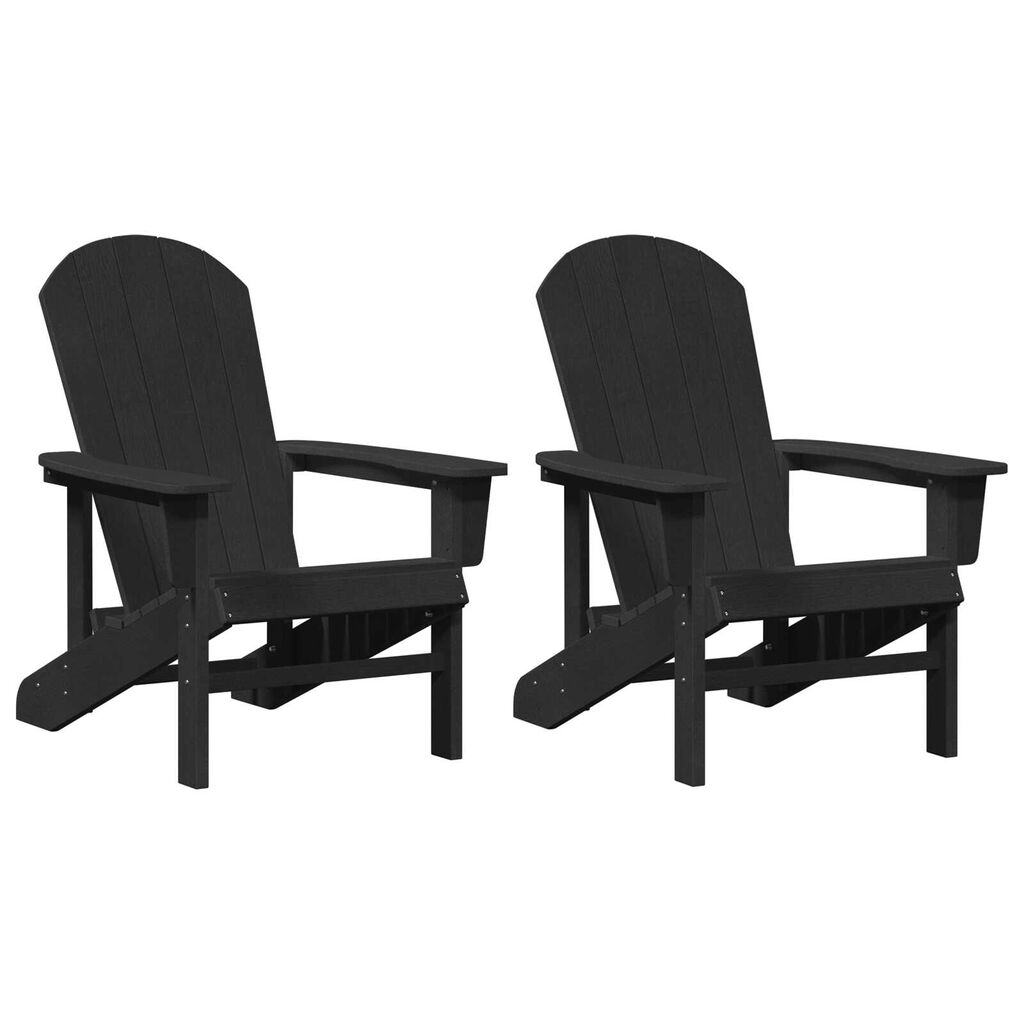 vidaXL Καρέκλες Adirondack 2 τεμ Μαύρες 74x82x90 εκ HDPE