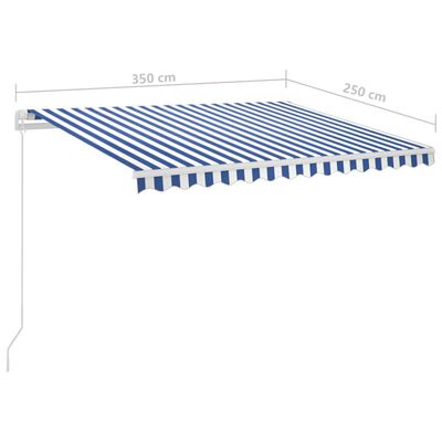vidaXL Τέντα Συρόμενη Αυτόματη με Στύλους Μπλε / Λευκό 3,5x2,5 μ.
