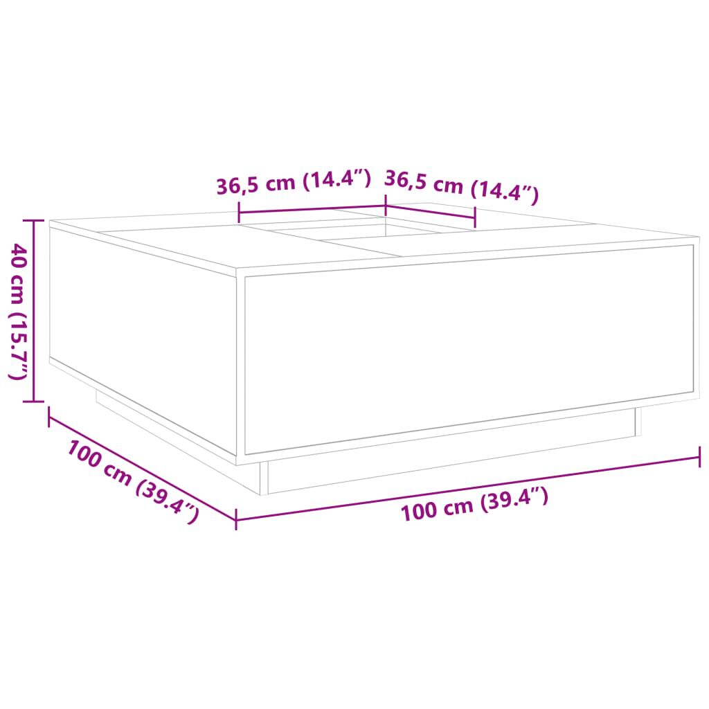vidaXL Τραπεζάκι Σαλονιού Γκρι Sonoma 100x100x40 εκ Επεξεργασμένο Ξύλο