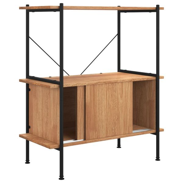vidaXL Ραφιέρα 3 Επιπέδων με Ντουλάπι 80x40x92 εκ. Ατσάλι/Επεξ. Ξύλο