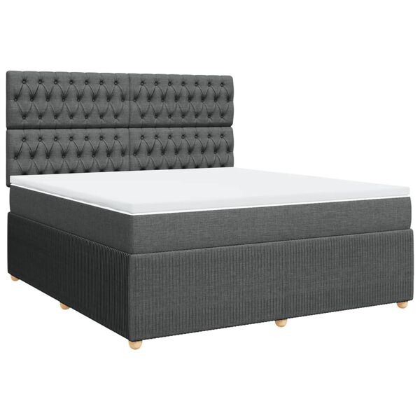 vidaXL Κρεβάτι Boxspring με Στρώμα Σκούρο Γκρι 180x200 εκ Υφασμάτιν