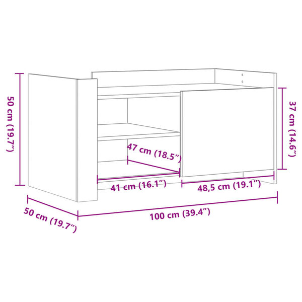 vidaXL Τραπεζάκι Σαλονιού Μαύρο 100x50x50 εκ. Επεξεργασμένο Ξύλο