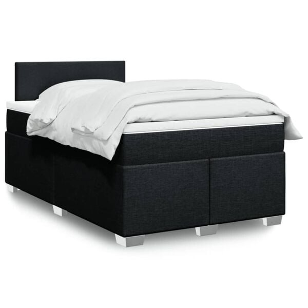 vidaXL Κρεβάτι Boxspring με Στρώμα Μαύρο 120x200 εκ. Υφασμάτινο
