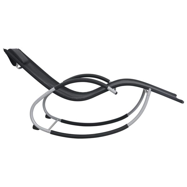 vidaXL Ξαπλώστρα Μαύρη από Textilene με Μαξιλάρι