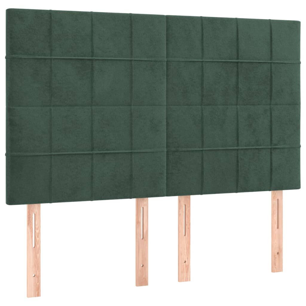 vidaXL Κρεβάτι Boxspring με Στρώμα Σκούρο Πράσινο 140x200εκ. Βελούδινο