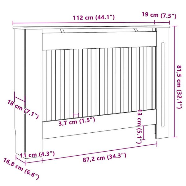 vidaXL Καπάκι Καλοριφέρ 2 pcs Μαύρο 112 x 19 x 81.5 cm