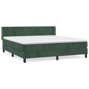 vidaXL Κρεβάτι Boxspring με Στρώμα Σκούρο Πράσινο 160x200εκ. Βελούδινο
