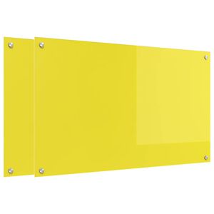 vidaXL Πίσω Πάνελ Κουζίνας 2 pcs Κίτρινο 100 x 60 cm σκληρυμένο γυαλί