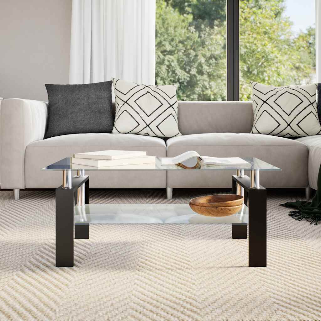 vidaXL Τραπεζάκι Σαλονιού Γκρι και Διαφανές 95x55x40 εκ. Ψημένο Γυαλί