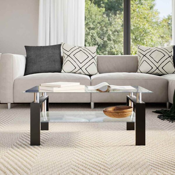 vidaXL Τραπεζάκι Σαλονιού Γκρι και Διαφανές 95x55x40 εκ. Ψημένο Γυαλί